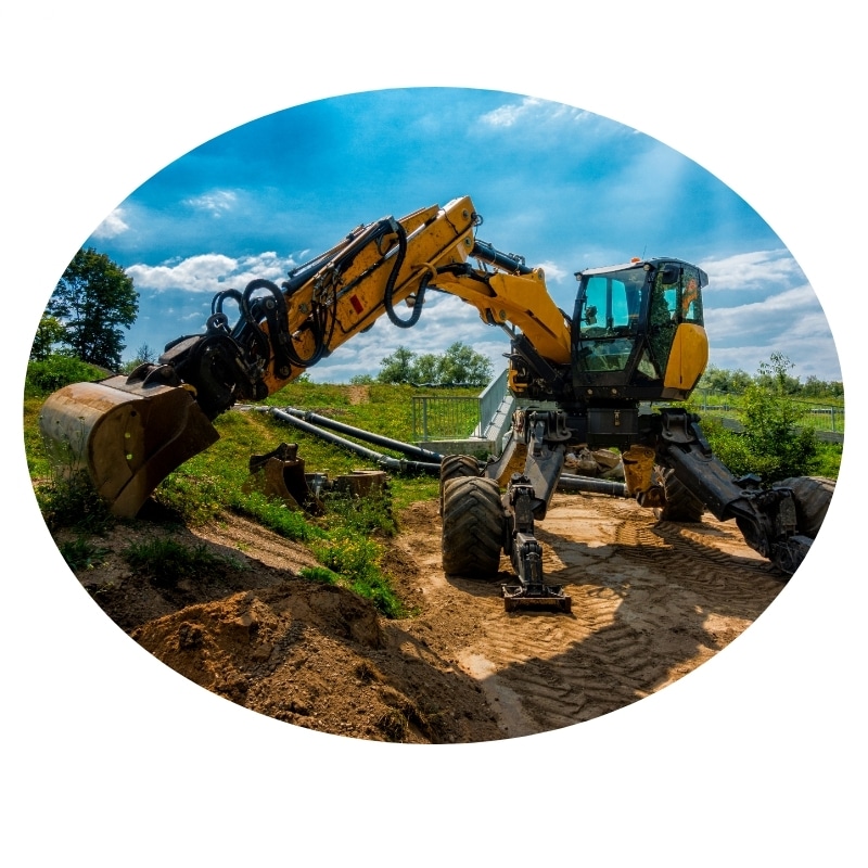 Excavation Contractors In Hunter Valley: Large yellow excavator digging on a construction site.