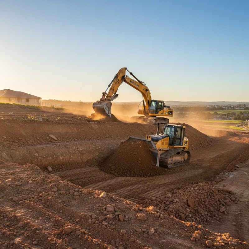 Cut and fill and excavation works on a residential construction site in NSW
