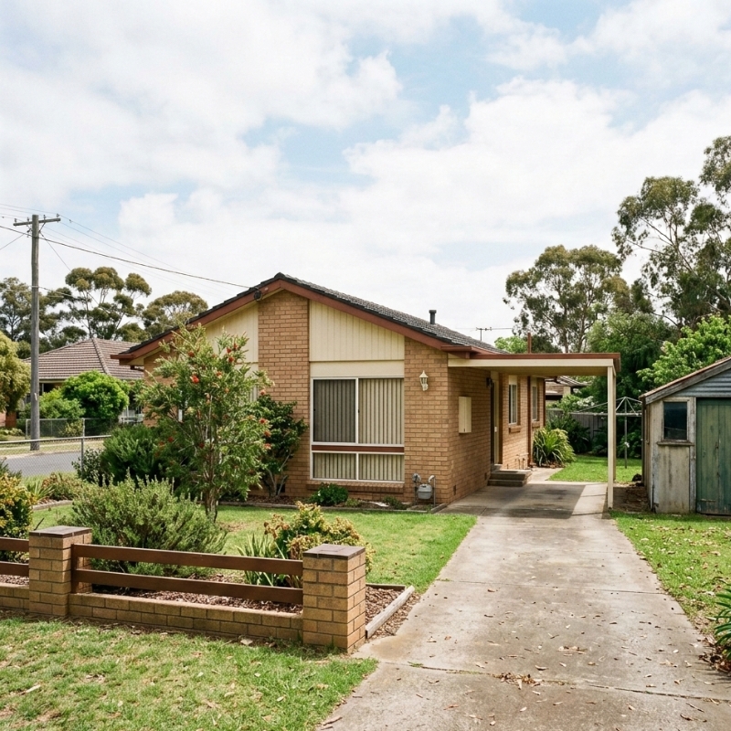 Older NSW home exterior showing eaves and backyard shed where asbestos-containing materials are commonly found.